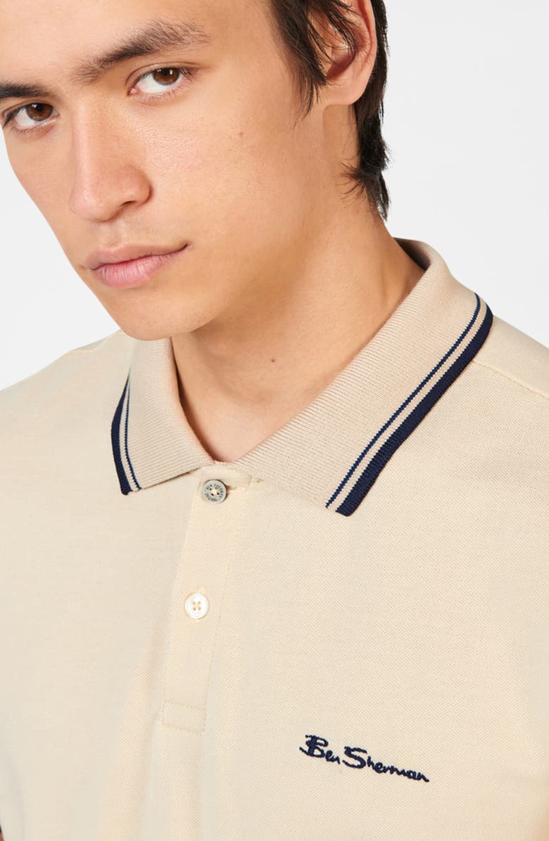 Ben Sherman Signature Tipped Organic Cotton Piqué Polo Shirt, Alternate, color,