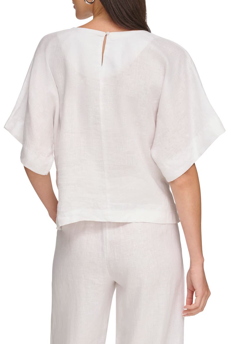 Drop Shoulder Boxy Linen Top, Alternate, color, WHITE