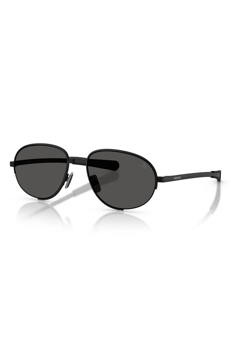 Moncler Circuit 56mm Oval Sunglasses, Alternate, color, Matte Black / Solid Grey