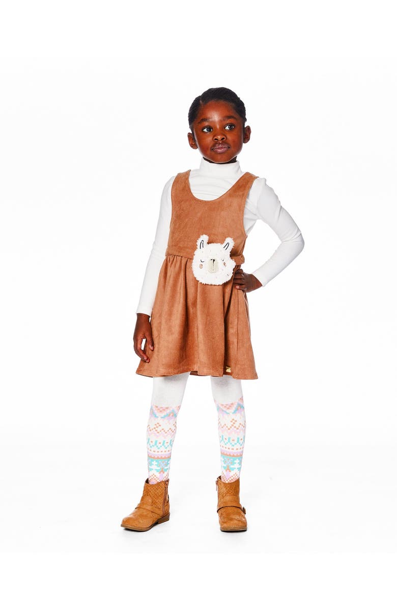 Deux par Deux Stretch Suede Effect Jumper with Llama Bag, Alternate, color, Light Pecan Brown