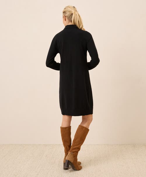 Pact Organic Cotton Classic Fine Knit Collared Sweater Dress In Black