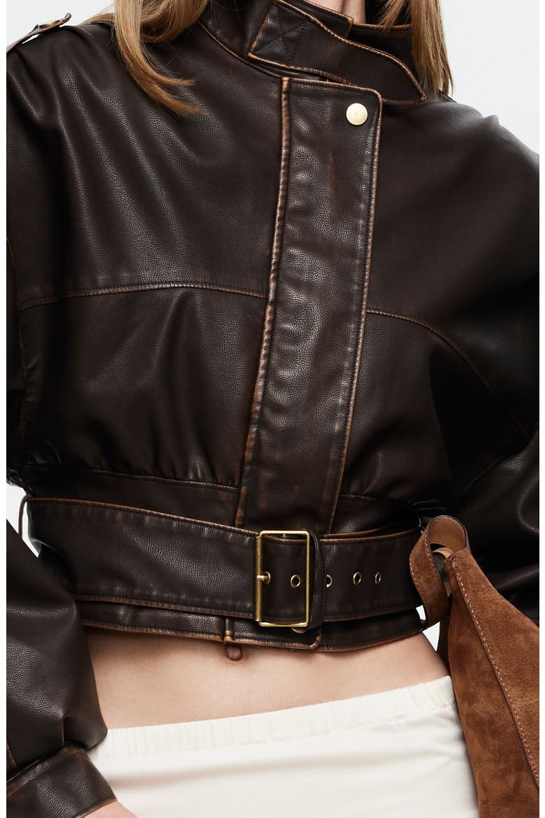 Gigi Faux Leather Jacket, Alternate, color, CHOCOLATE