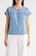 Splendid Short Sleeve Chambray Button-Up Shirt
