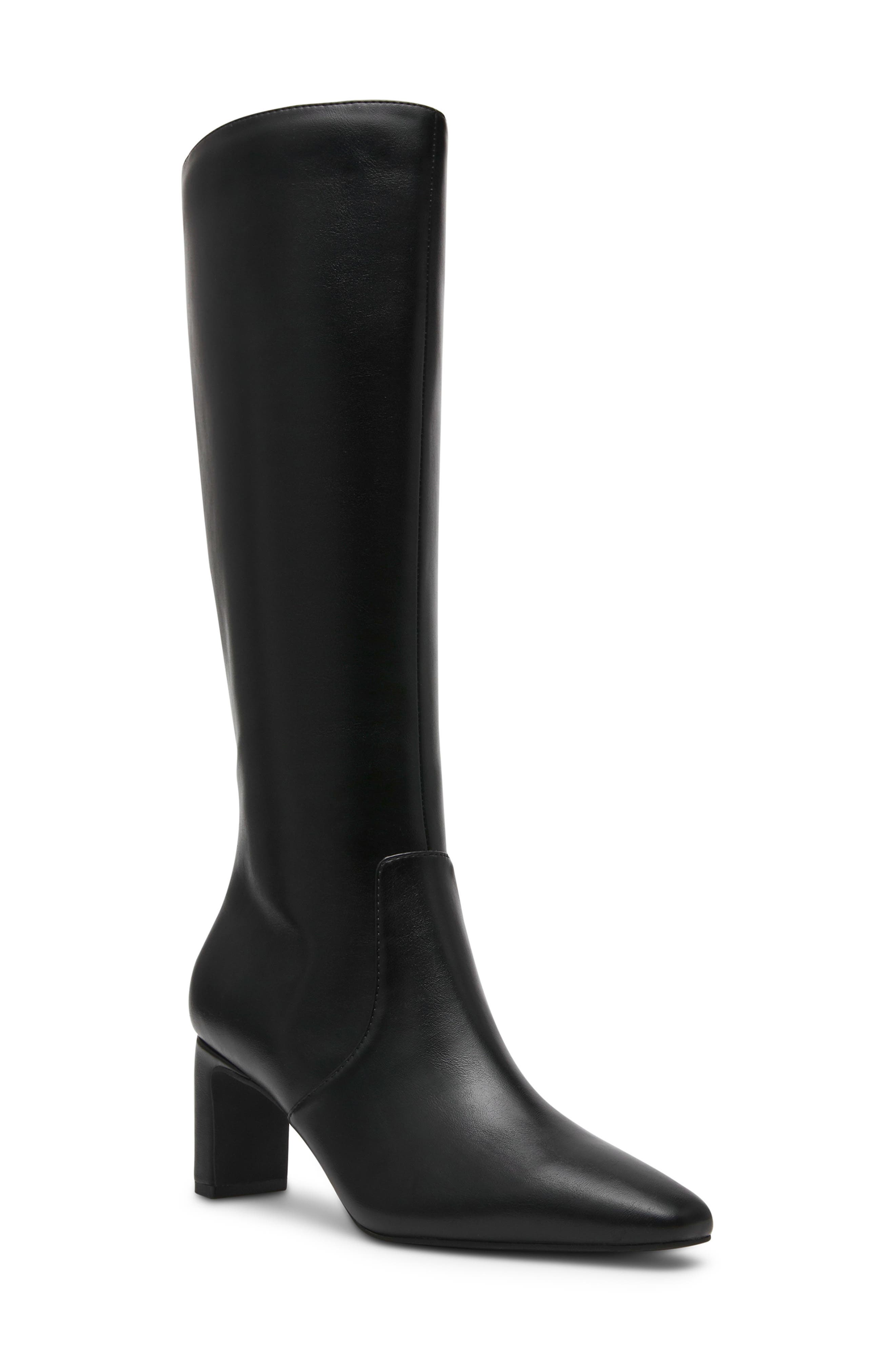 Corbin Knee High Faux Leather Boot, Main, color, BLACK SMOOTH