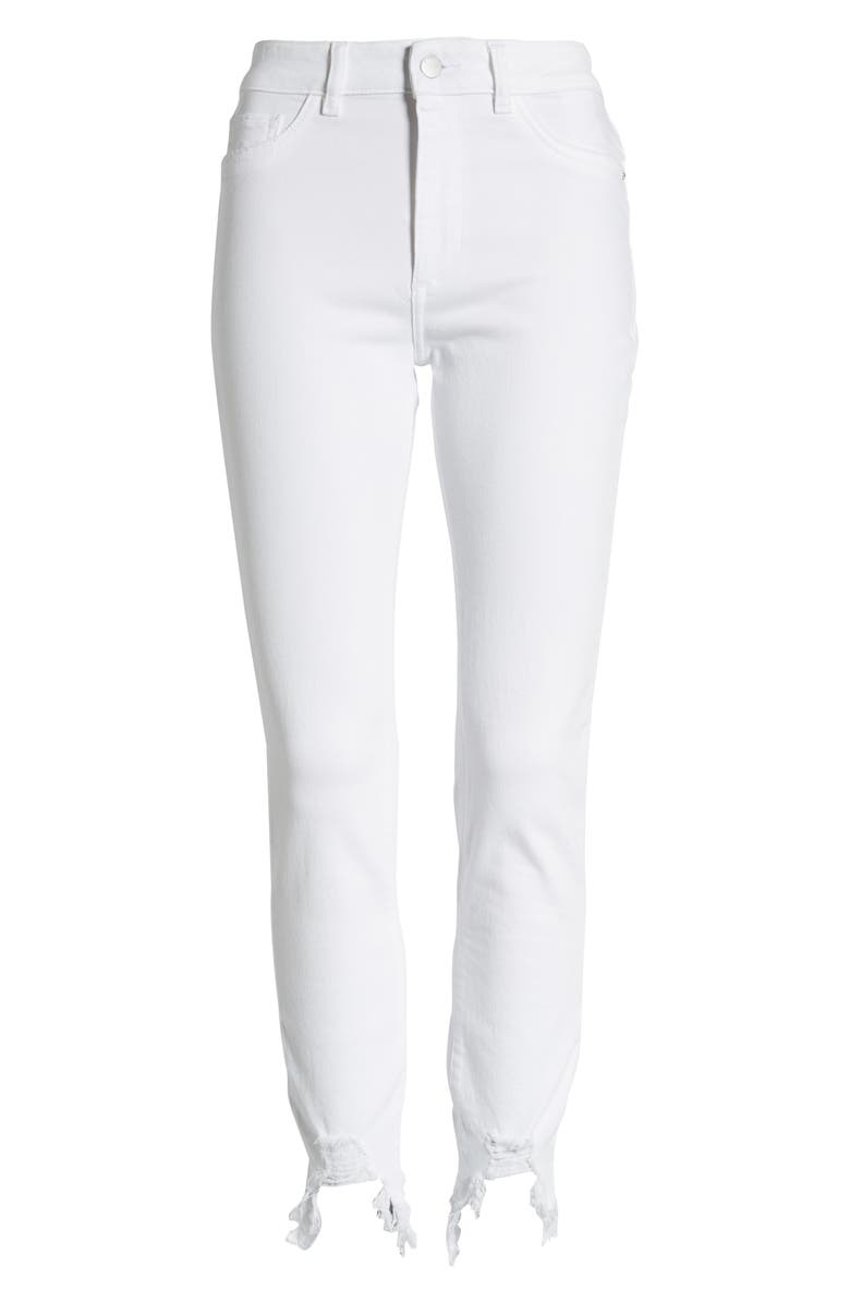 DL1961 Chrissy Ultra High Waist Raw Hem Skinny Jeans, Alternate, color, Kern