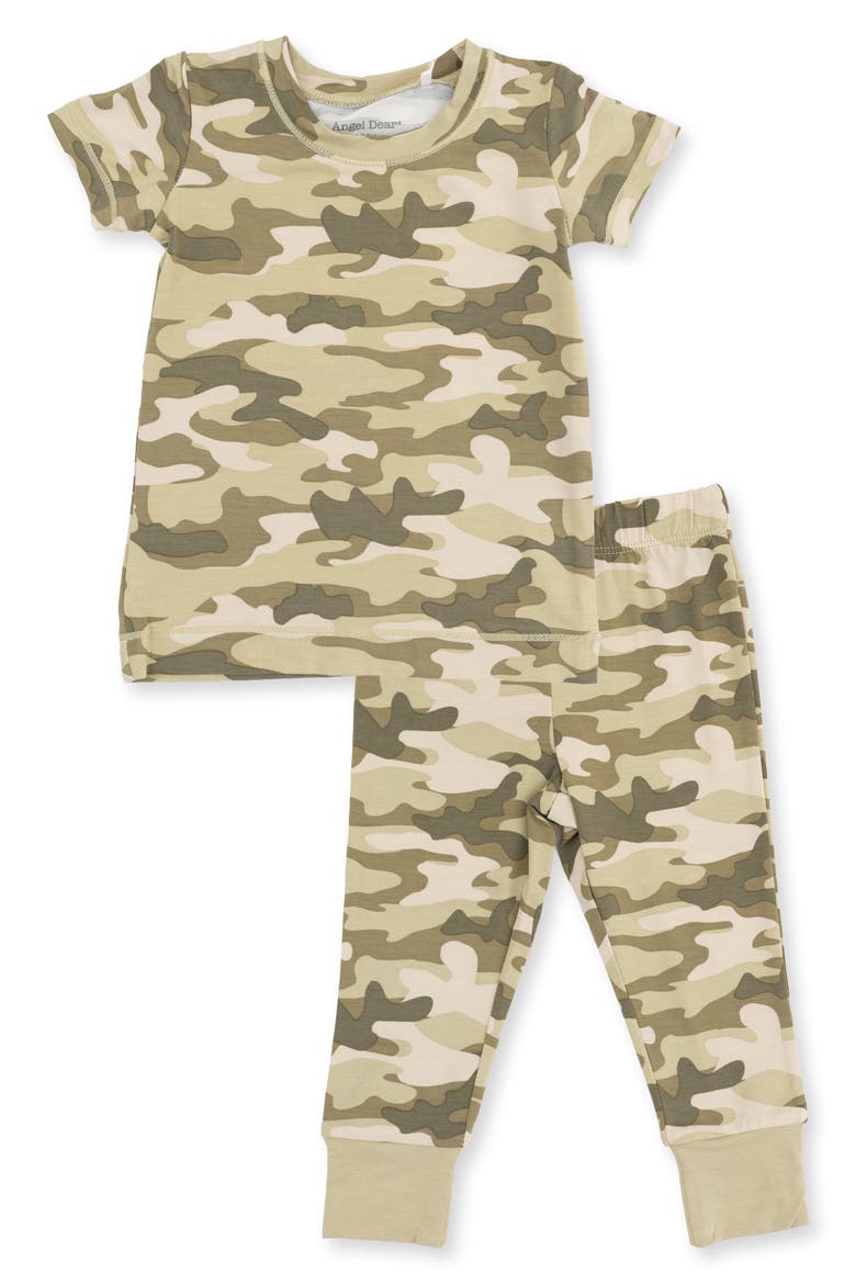 Kids' Camo Fitted Two-Piece Pajamas, Main, color, GREEN