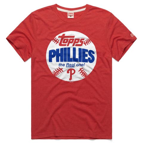Men's Homage  Red Philadelphia Phillies MLB x Topps Baseball The Real One Tri-Blend T-Shirt