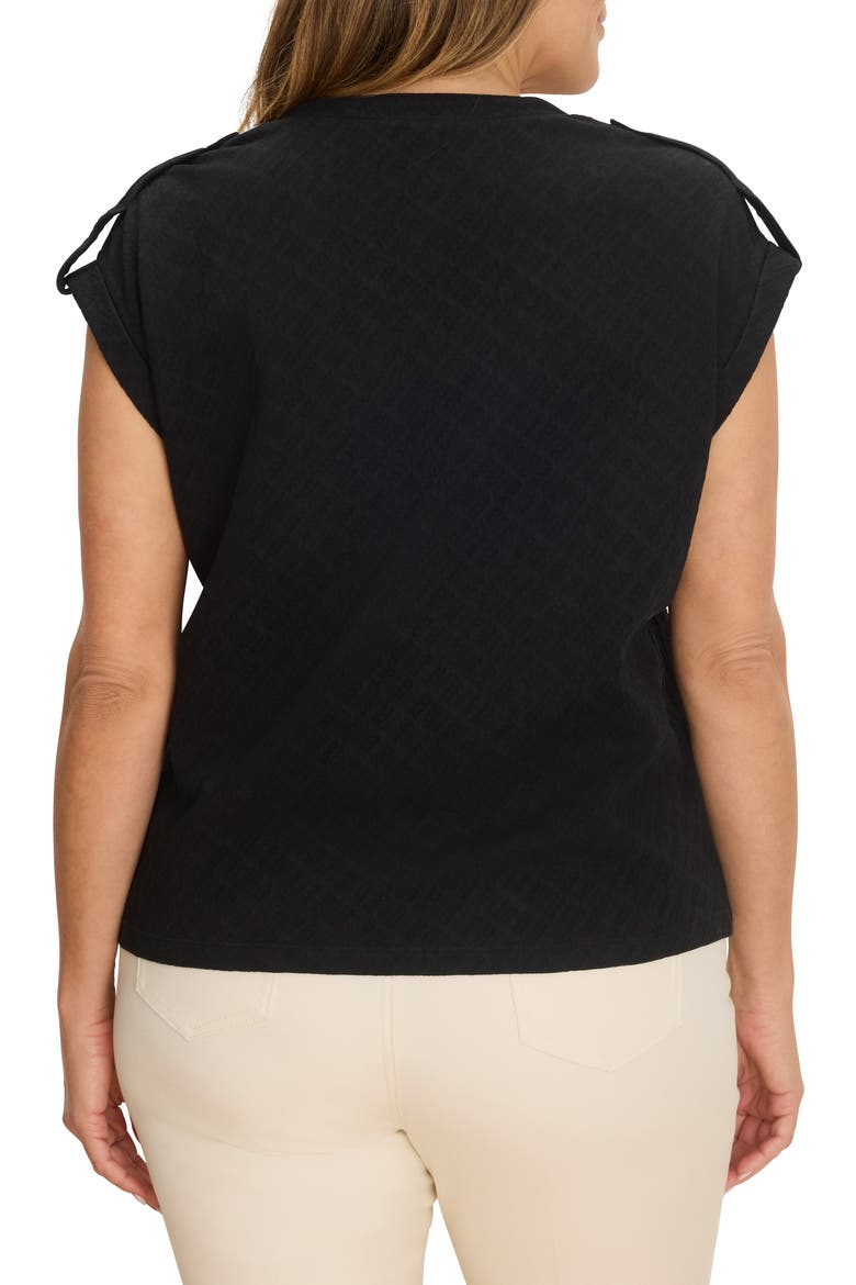 Lace Knit Cap Sleeve Cotton T-Shirt, Alternate, color, BLACK ONYX