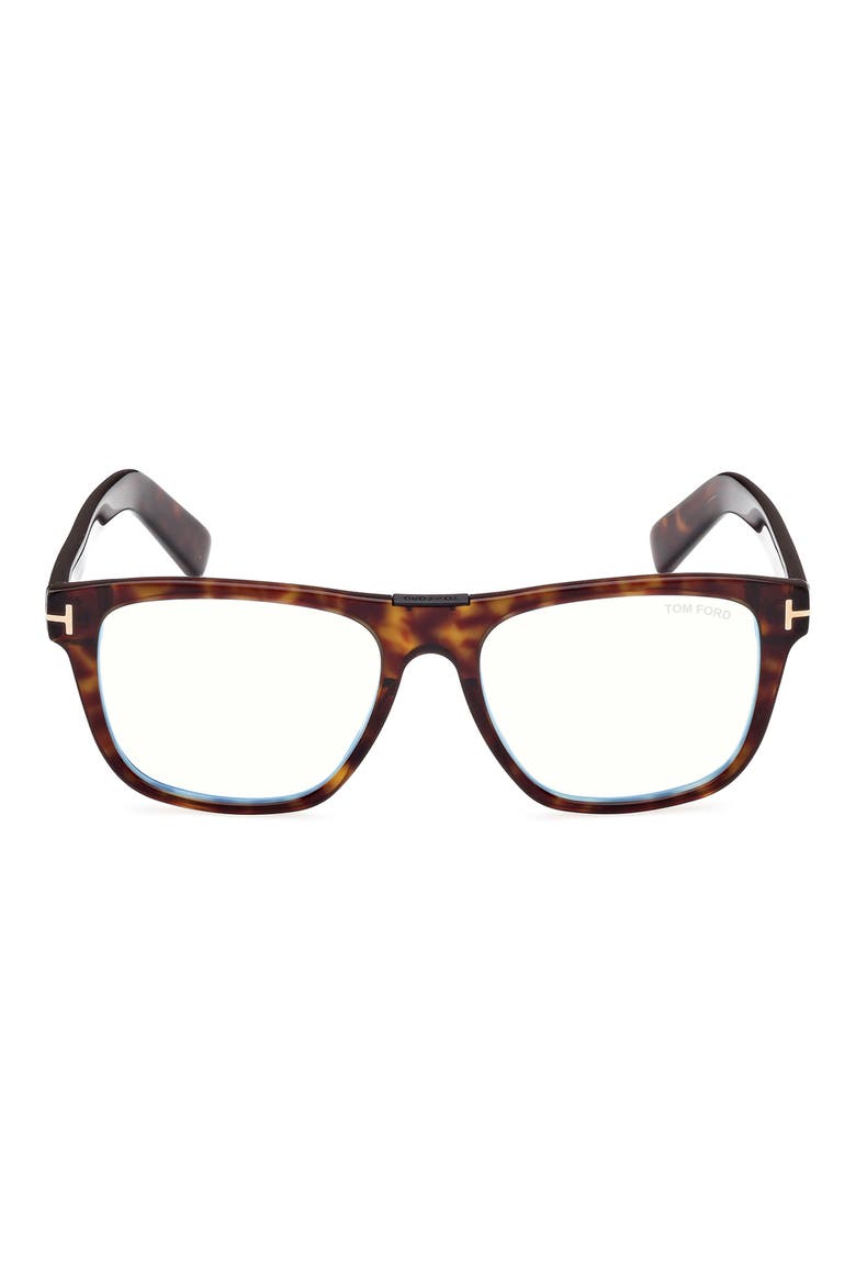 54mm Square Blue Light Blocking Optical Glasses, Main, color, HAVANA ECO / T LOGO