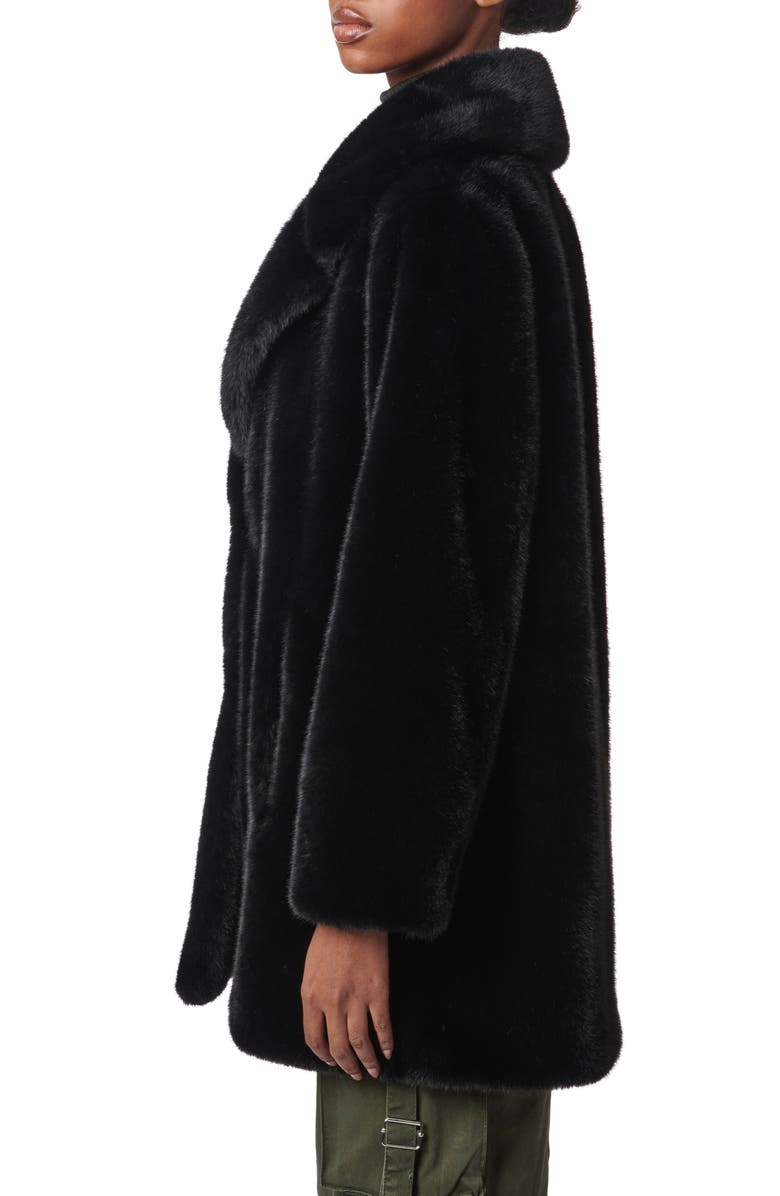 Bernardo The Sally Faux Fur Coat, Alternate, color, Black