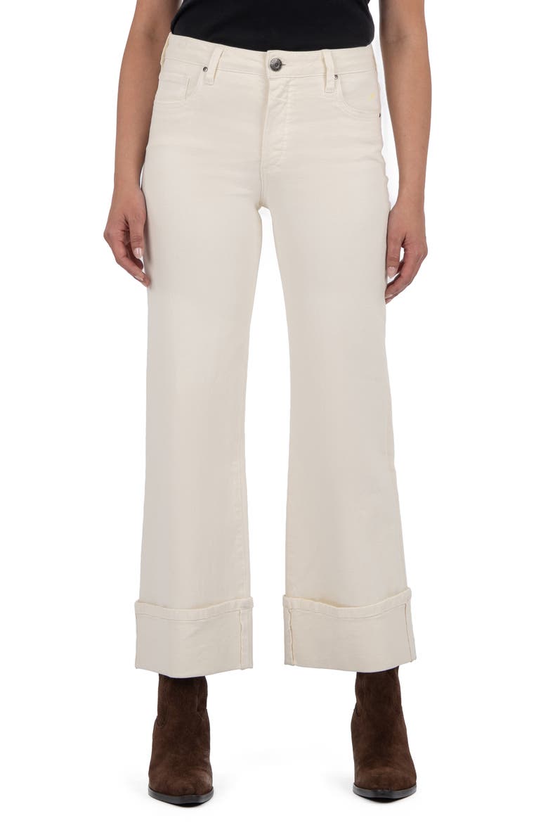 Meg Fab Ab High Waist Cuffed Ankle Wide Leg Jeans, Main, color, CANDLE
