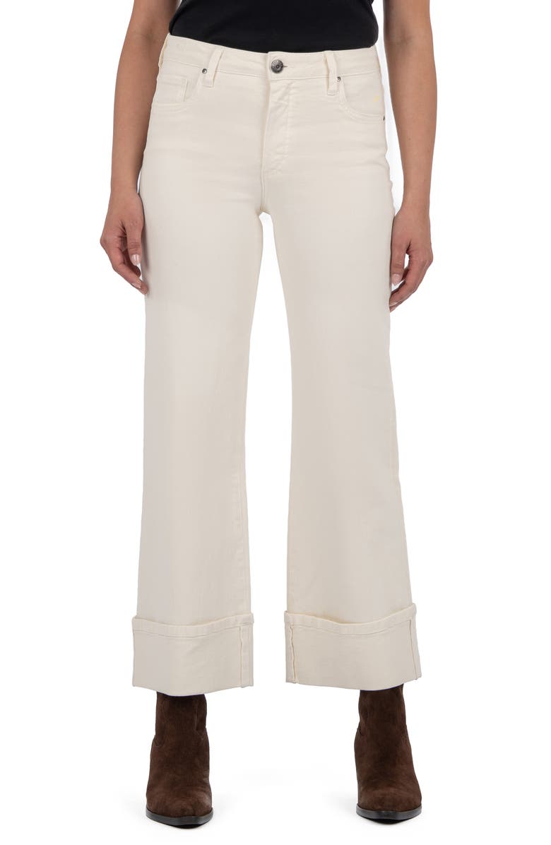 KUT from the Kloth Meg Fab Ab High Waist Cuffed Ankle Wide Leg Jeans, Main, color, Candle