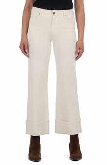 KUT from the Kloth Meg Fab Ab High Waist Cuffed Ankle Wide Leg Jeans