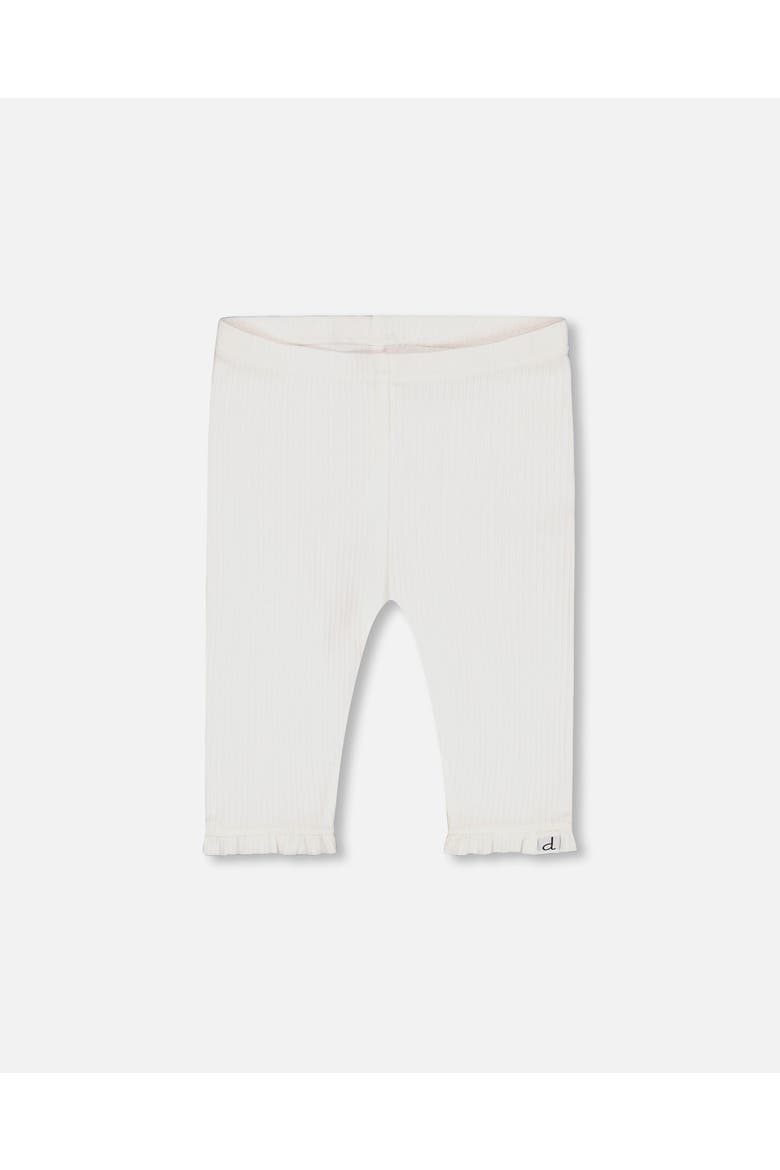 Baby Girl's Rib Capri Legging With Frill Off White, Main, color, Off White