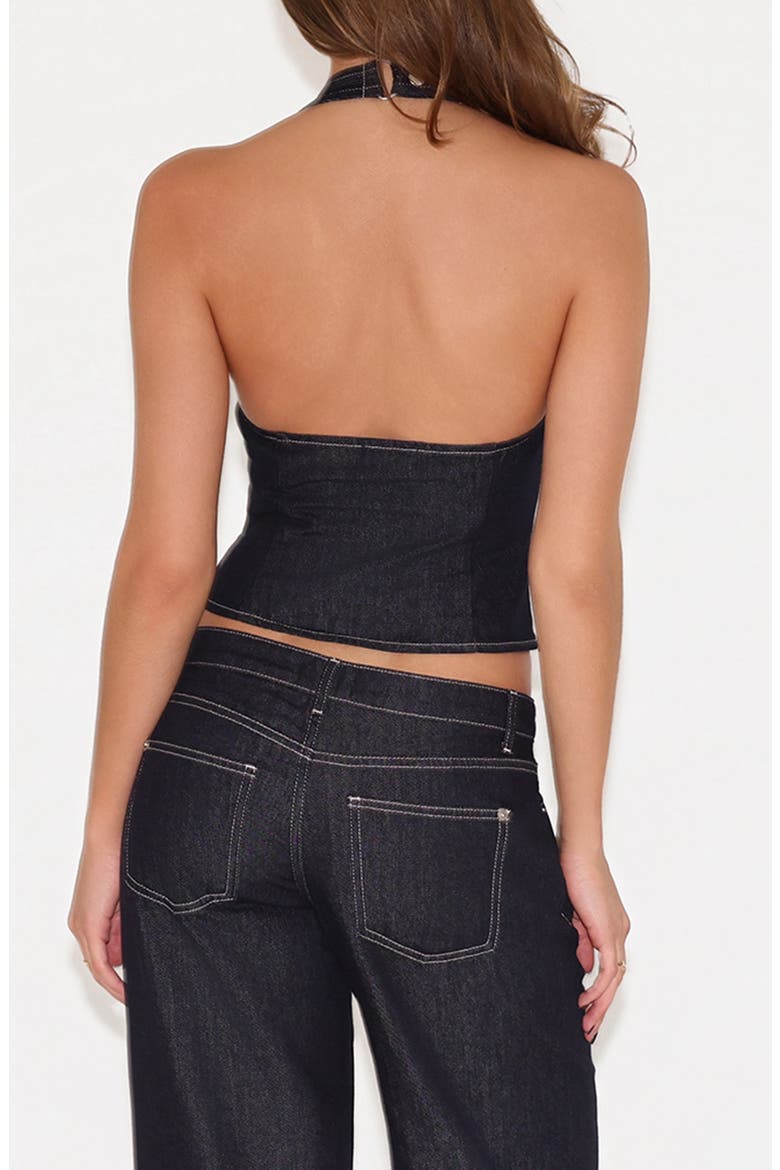 Tilda Frog Closure Halter Top, Alternate, color, INDIGO