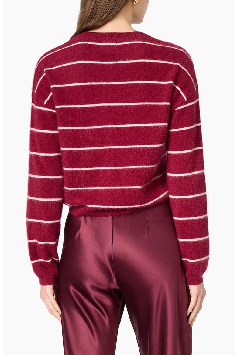 Benning Cashmere Striped Cardigan, Alternate, color, PLUM STRIPE