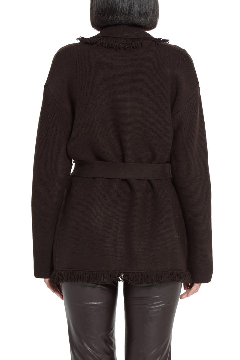 Dixie Fringe Belted Cardigan, Alternate, color, DOUBLE ESPRESSO