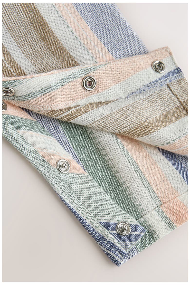 Linen Blend Woven Stripe Romper, Alternate, color, BLUE