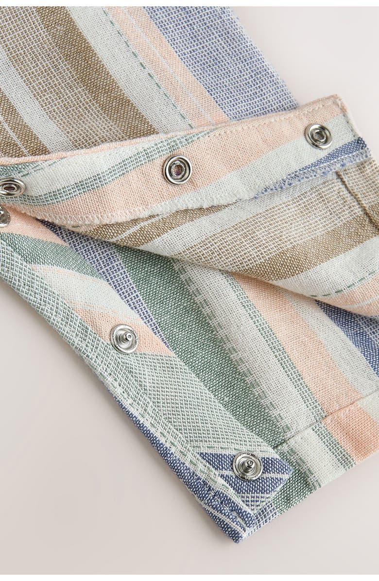 NEXT Linen Blend Woven Stripe Romper, Alternate, color, Blue