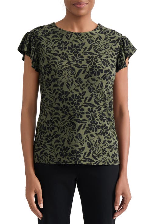 Floral Flutter Sleeve Top
