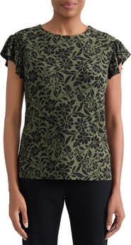 Jones New York Floral Flutter Sleeve Top