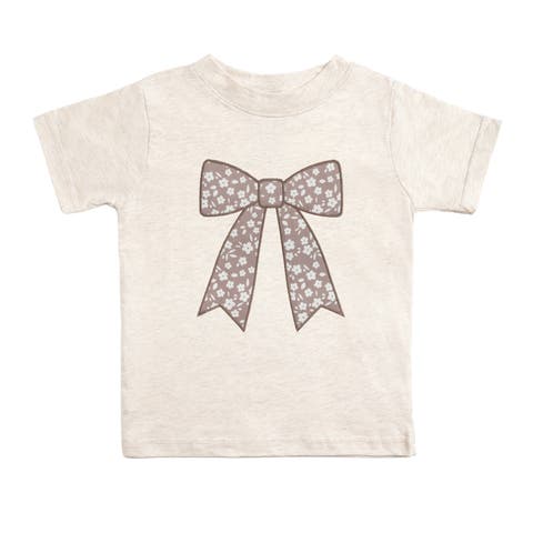 Mocha Floral Bow Patch Short Sleeve T-Shirt
