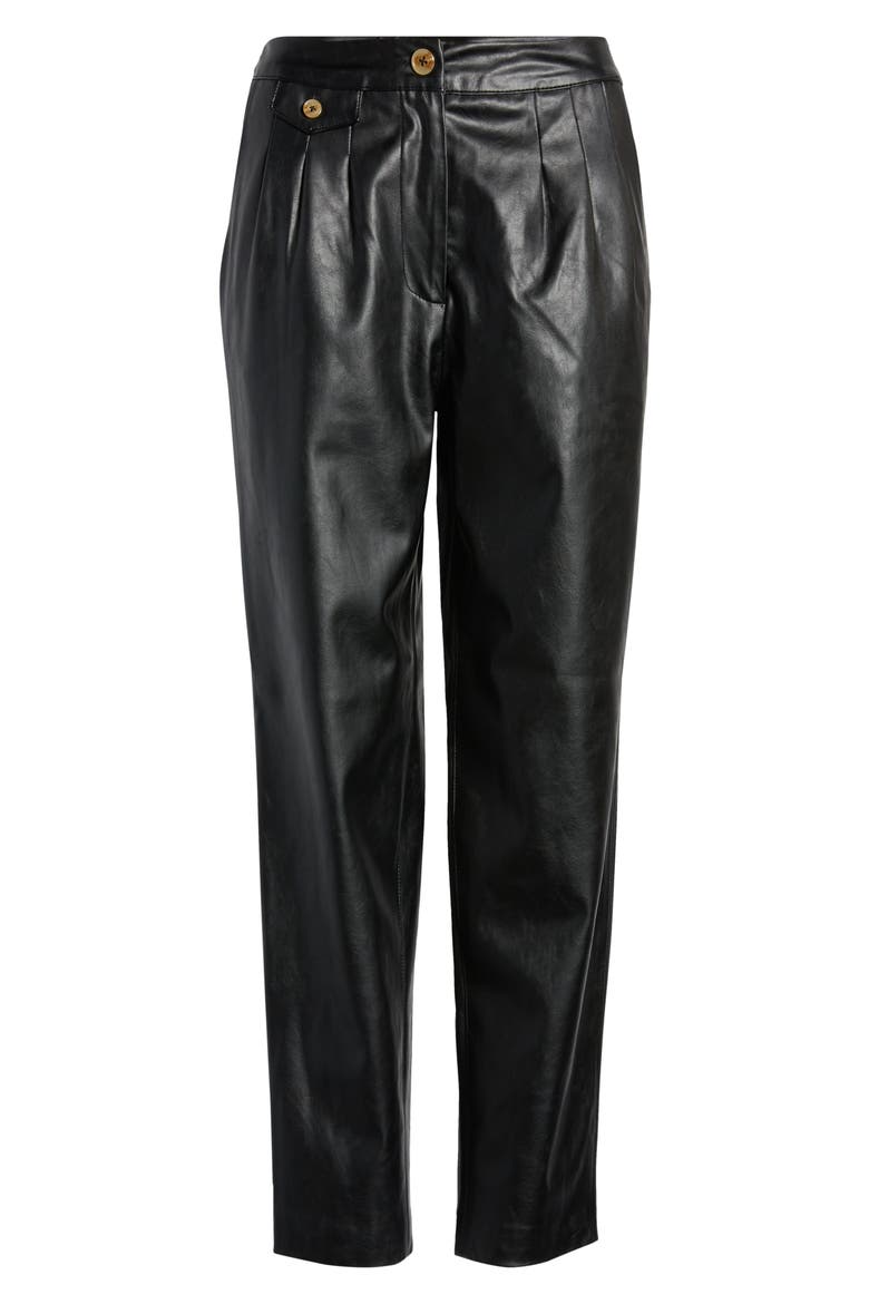 Faux Leather Pleated Trousers, Alternate, color, FILM NOIR