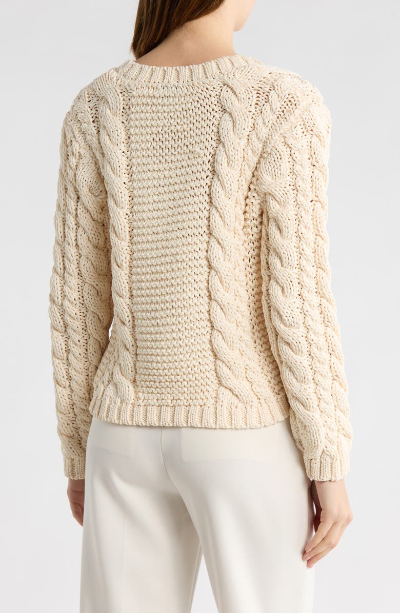 ELIE ELIE TAHARI Chunky Cable Stitch Cardigan, Alternate, color, Natural