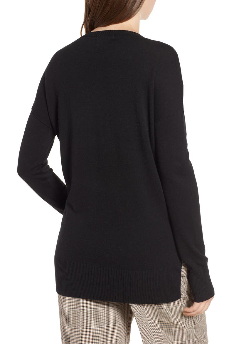 Side Slit Sweater, Alternate, color, BLACK