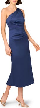 Aidan Mattox One-Shoulder Stretch Mikado Cocktail Dress