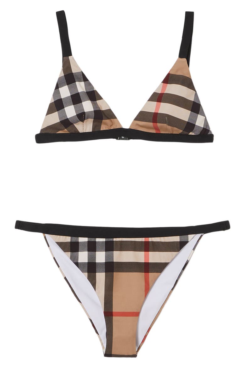 Loing Check Two-Piece Swimsuit, Alternate, color, ARCHIVE BEIGE IP CHK