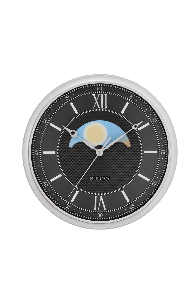 Tempus Fugit Wall Clock, Day Night Moving Center Disk, Main, color, Silver