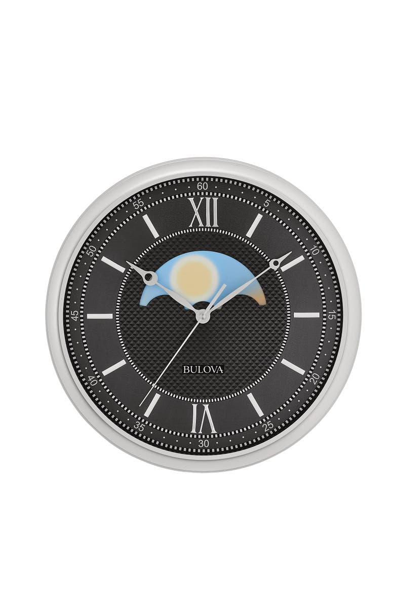 Bulova Clocks Tempus Fugit Wall Clock, Day Night Moving Center Disk, Main, color, Silver