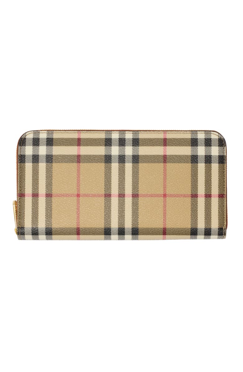 Burberry Check Zip Wallet, Main, color, Archive Beige/Briar Brown