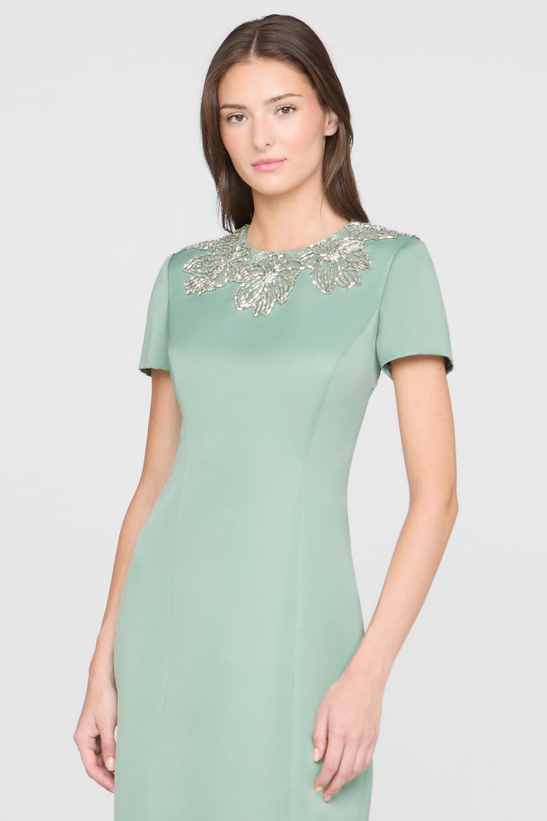 Sorelia Floral Beaded Gown, Alternate, color, Whispering Sage