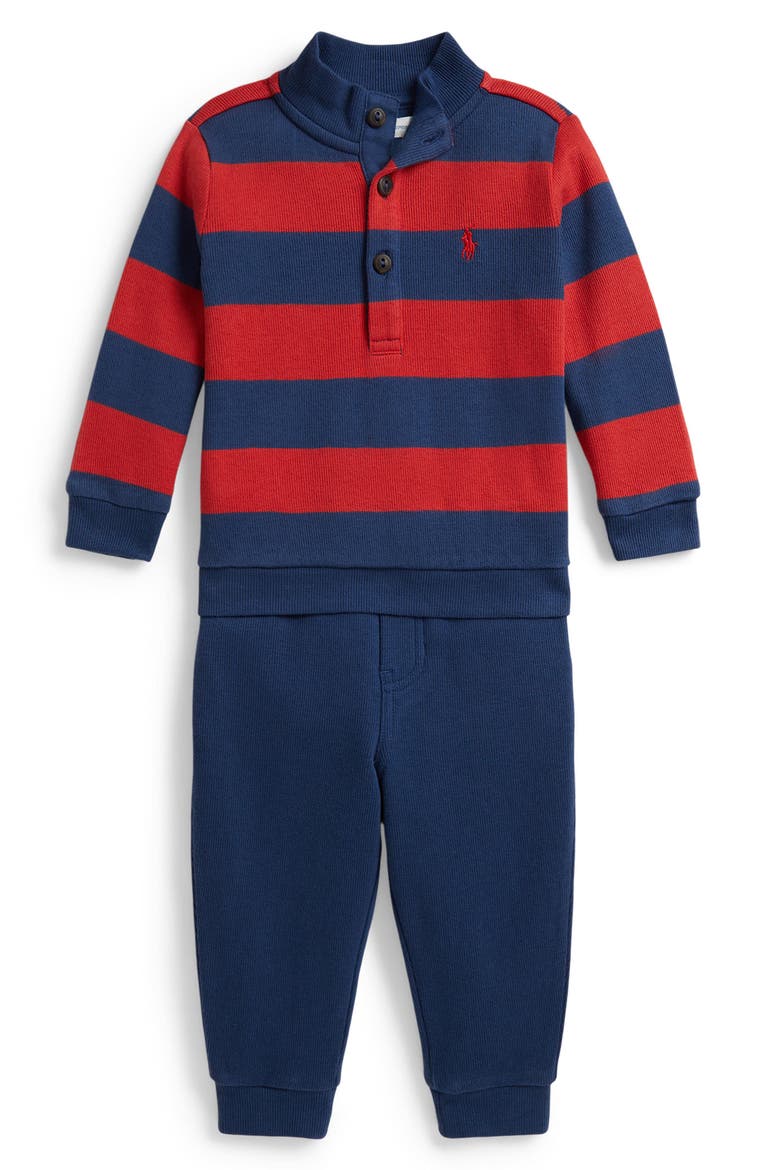 Estate Rib Pullover & Joggers Set, Main, color, POST RED MULTI