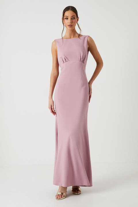 Cowl Back Maxi Bridesmaid Dress
