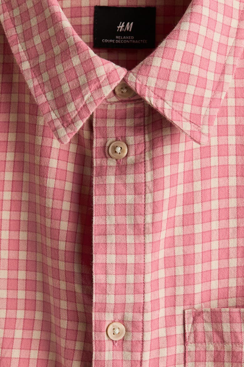 Relaxed Fit Short-sleeved Cotton Shirt, Alternate, color, Pink/checked