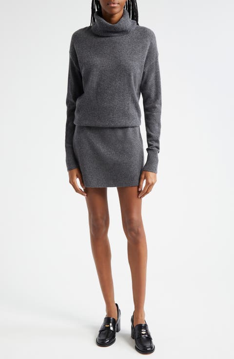 Cassidy Long Sleeve Turtleneck Wool & Cashmere Sweater Dress