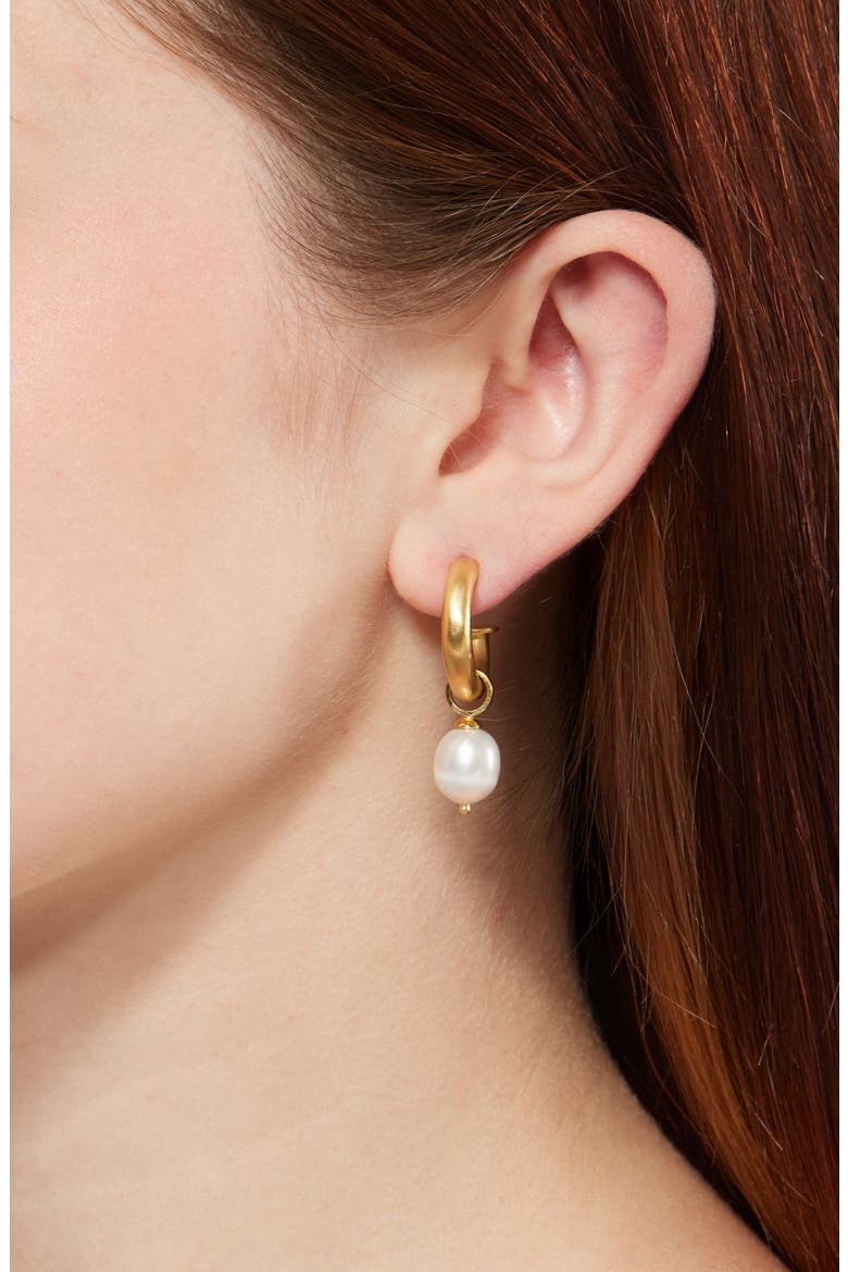 Siena Baroque Freshwater Pearl Drop Hoop Earrings, Alternate, color, PEARL/GOLD