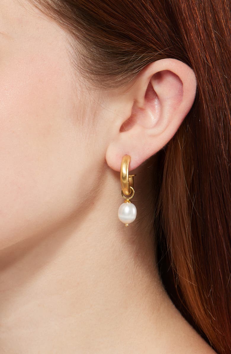 Dean Davidson Siena Baroque Freshwater Pearl Drop Hoop Earrings, Alternate, color, Pearl/ Gold