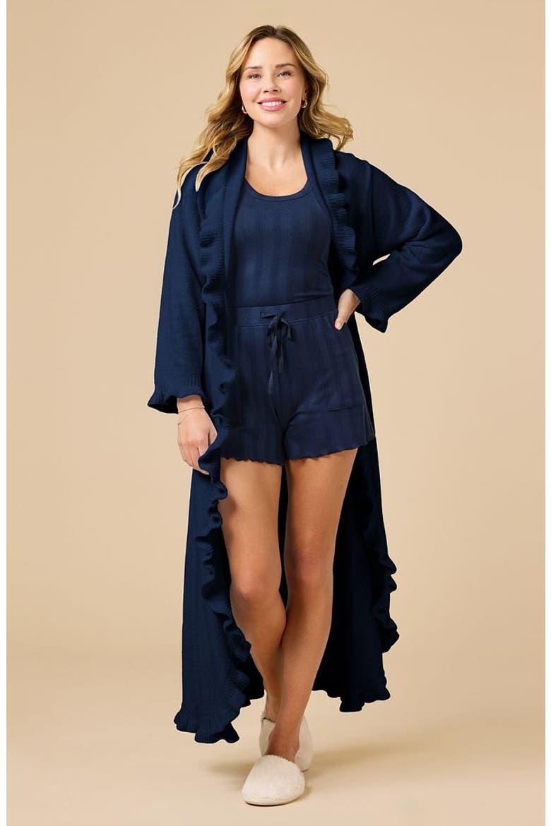Ruffle Chenille Robe, Alternate, color, Midnight
