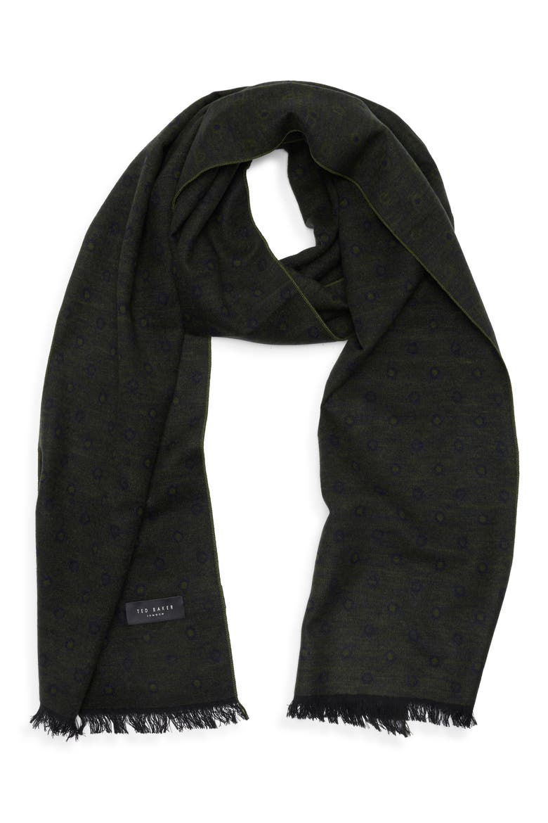 Dot Brushed Silk Reversible Scarf, Main, color, GREEN