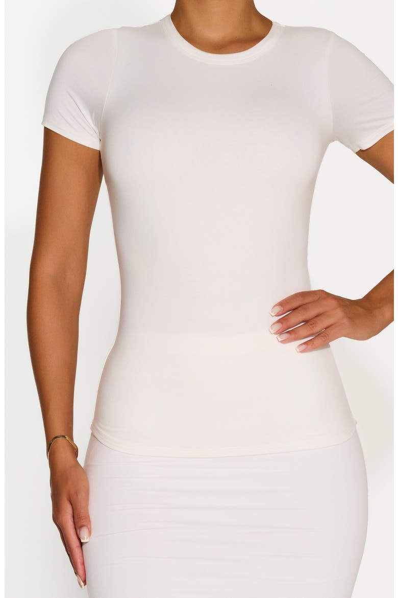Bare Short Sleeve Crew Top, Alternate, color, WHITE