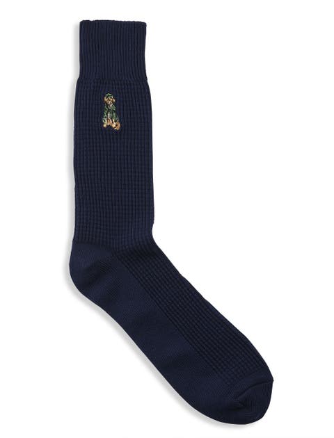 Big & Tall Waffle-Knit Dog Crew Socks