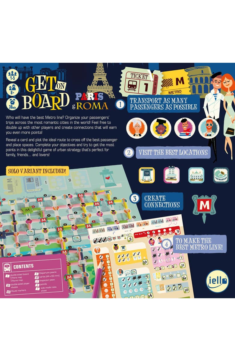 IELLO Get On Board Paris & Rome A Clever Flip & Write Board Game, Alternate, color, Multicolored