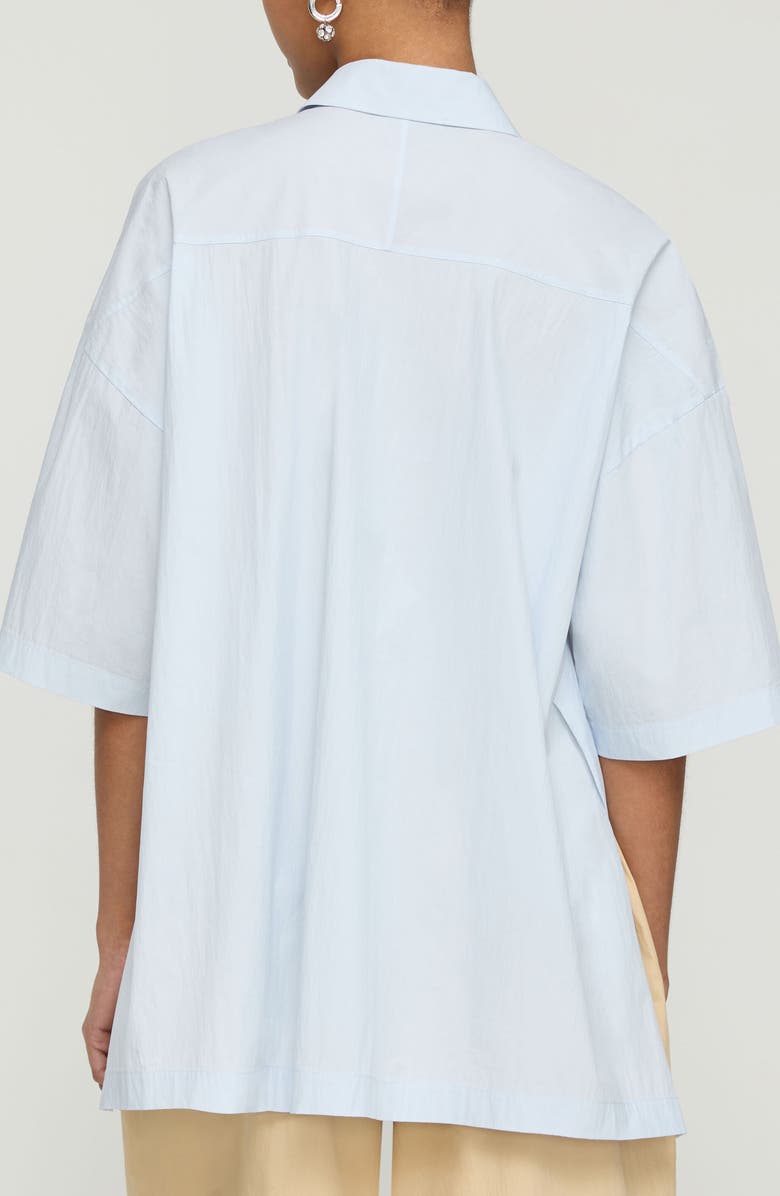 Lafayette 148 New York Travel Cotton Blend Drawstring Hem Oversize Button-Up Shirt, Alternate, color, 