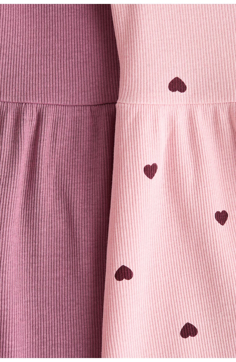 H&M 2-pack ribbed cotton dresses, Alternate, color, Light Pink/Hearts