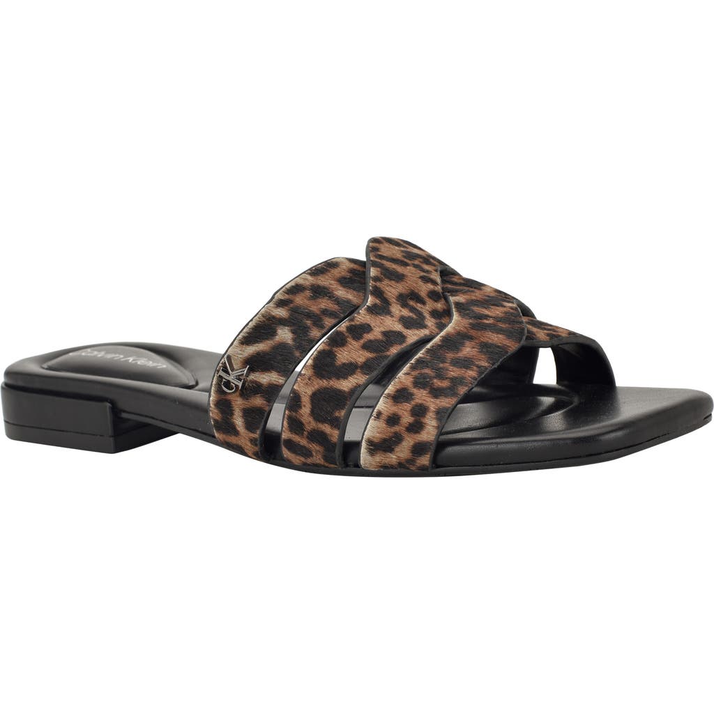Calvin Klein Tishaly Genuine Calf Hair Slide Sandal In Multi
