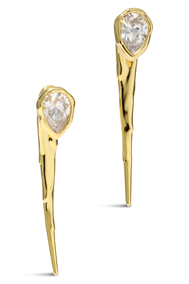 Asterales Cubic Zirconia Spear Front Back Earrings, Main, color, STONES